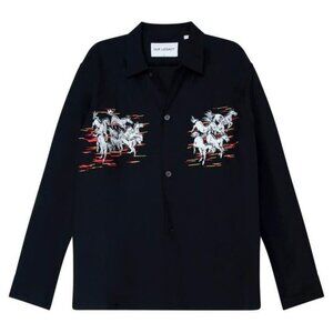 Our Legacy Mens Black Embroider Shirt sz 48 / Medium